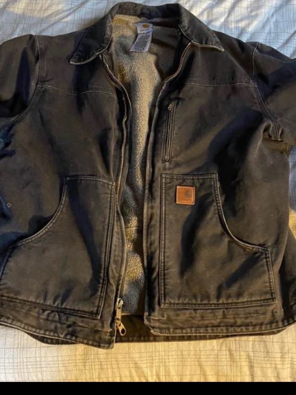 Carhartt Detroit style Black Sherpa-Lined Canvas Jacket